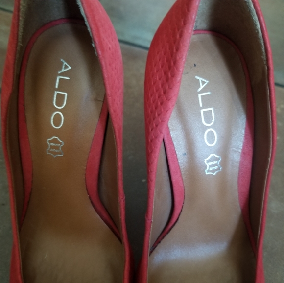 Aldo Kristina Red Leather Women's Heels Pumps Sz 7 - Picture 2 of 9